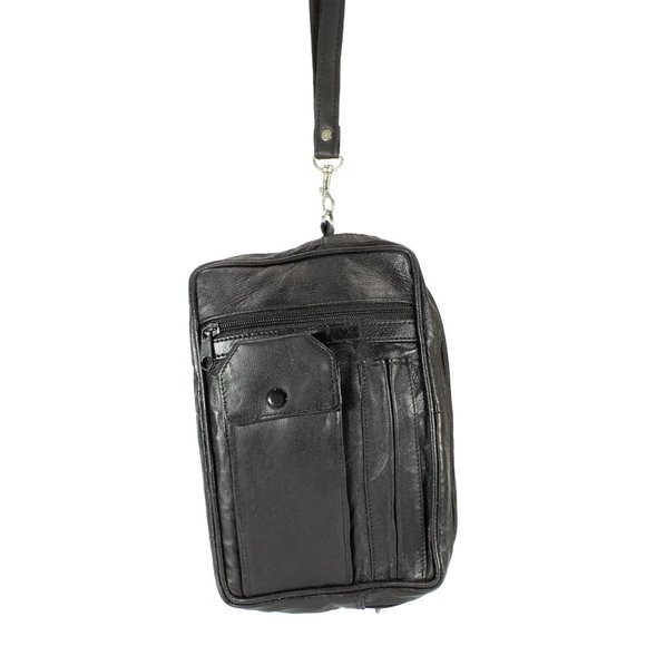 Men Leather Cross Body Bag, Messenge Bag, Travel Organizer Bag, Black - Picture 11 of 14